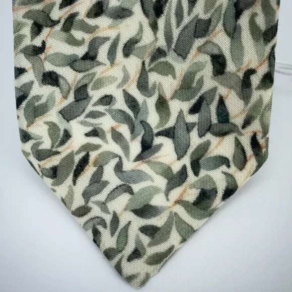 Eton Tie Mens One‎ Size Colorful Leaf Print Wool Classic Necktie Italy Made